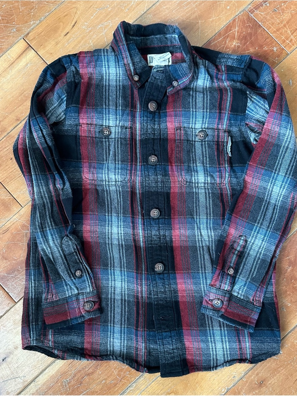 Duluth Trading Co Boys' Red & Blue Plaid Button-Down Shirt